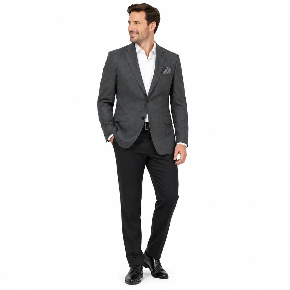 Lauren Ralph Lauren Mens Blazer Jacket Sz 40R Gray Wool Blend Ultraflex Stretch